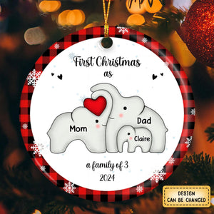 Personalized Elephant First Christmas as a Family Ornament