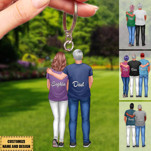 Personalized Father And Son,Daughter Family Acrylic Keychain Gift For Dad