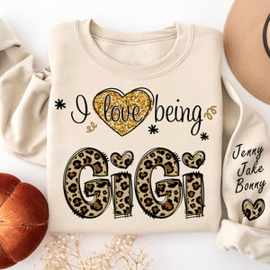 Personalized I Love Being Gigi Grandma Leopard Sweatshirt