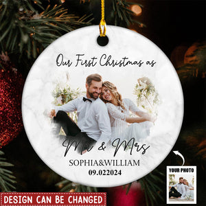 Custom Photo Our First Year Together - Couple Personalized Ceramic Ornament