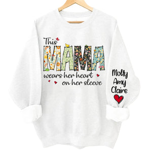 Wears Her Heart On Her Sleeve - Family Personalized Sweatshirt