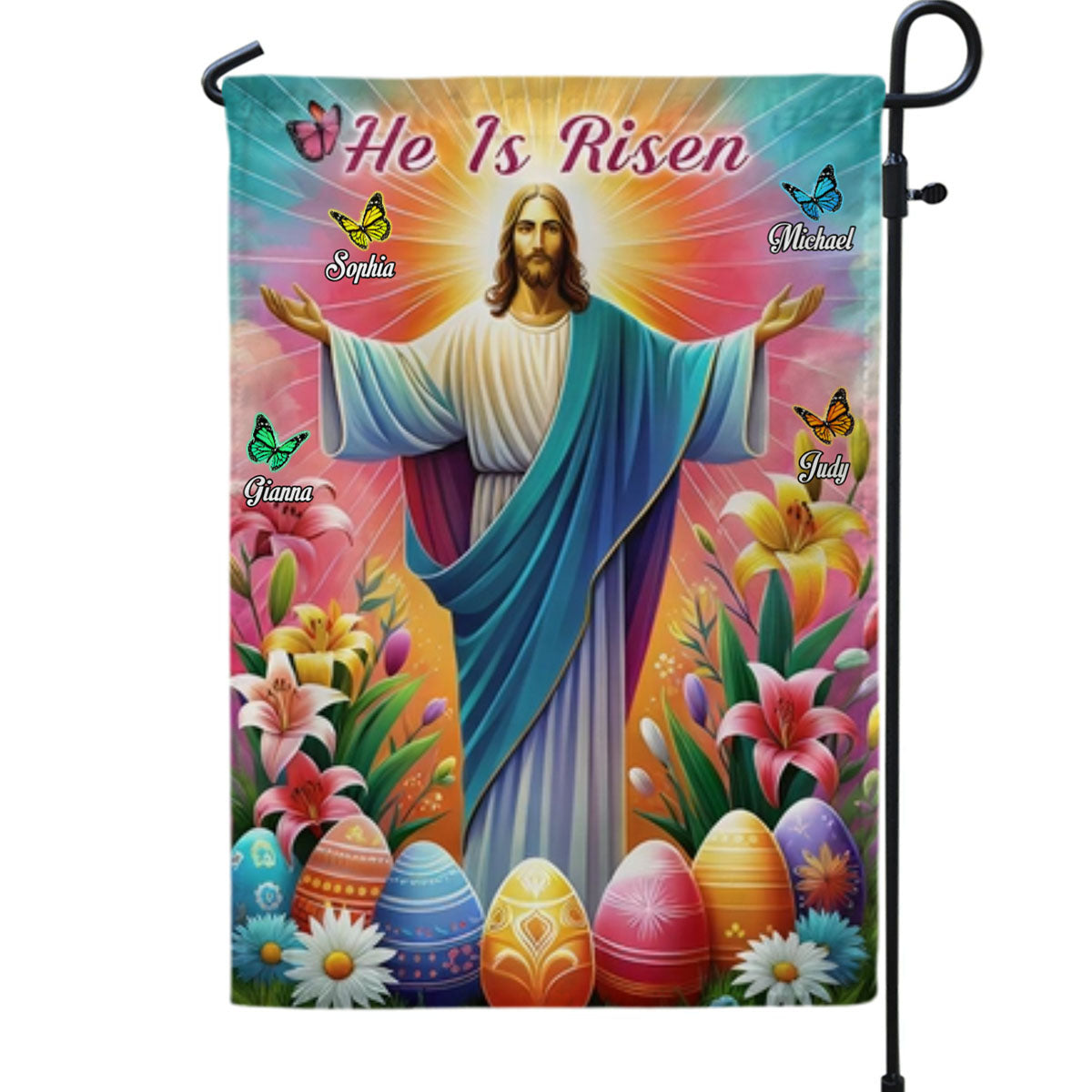 Personalized He Is Risen Resurrection of Jesus Easter Day Flag,God Sympathy Gifts-Loss Family