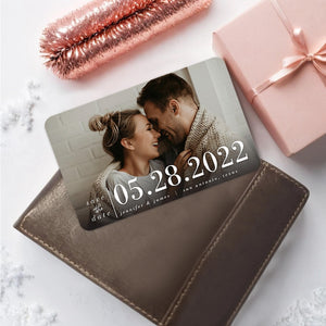 Personalized Save The Date Couple Family Anniversary Gift Metal Wallet Card