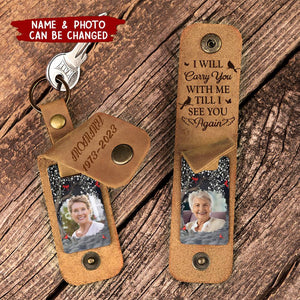 Until I See You Again - Personalized Leather Photo Keychain