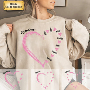 Personalized Glitter Grandma Sweet Heart Sweatshirt