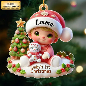 Personalized Precious Moments Baby’s First Christmas Dated 2024 Acrylic Ornament, Lovely Keepsake to Celebrate Baby's First Christmas