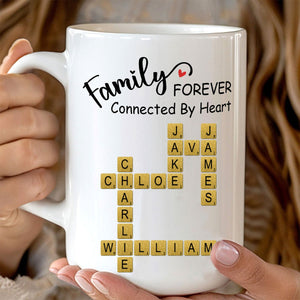 Forever Connected By Heart Scrabble Name - Personalized Mug