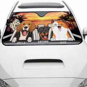 The Journey Of Life Is Sweeter When Traveled With A Dog - Dog & Cat Personalized Windshield Sunshade, Car Window Protector