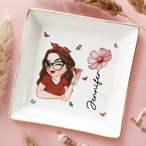 Personalized Butterflies Custom Birth Month Jewelry Dish