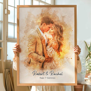 Personalized Couple Poster, couple portraits, customized wedding birthday gifts for husband and wife