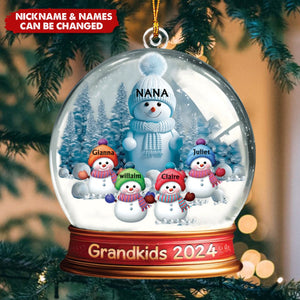 Personalized Custom Grandma With Grandkids Snowball Ornament