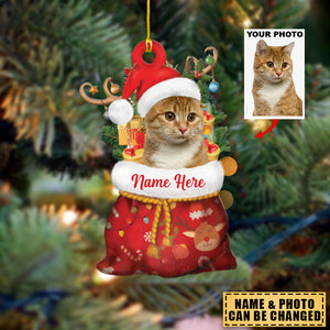 Personalized Pet Photo Santa Sack Christmas Ornament