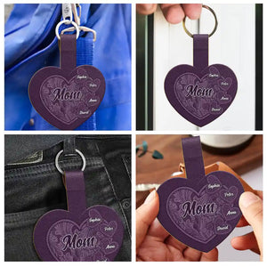 Grandma's Little Sweethearts - Personalized Custom Shaped Leather Keychain Gift