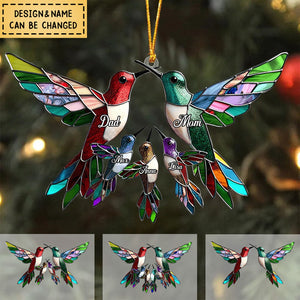 Family Members Christmas Hummingbird Together Personalized Acrylic Ornament