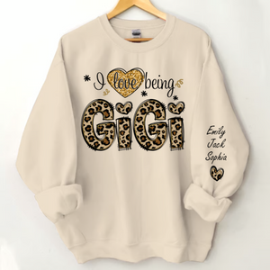 Personalized I Love Being Gigi Grandma Leopard Sweatshirt