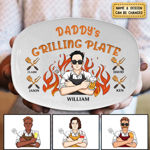 The King Of The Kitchen - Family Personalized Platter - Father's Day, Gift For Dad, Grandpa