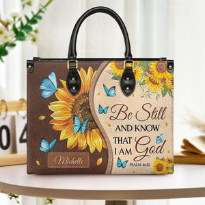 Personalized Be still and know that I am God-Bible Verse Leather Bag