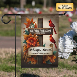 Cardinals Memorial Gifts Always Loved Never Forgotten Personalized Garden Flag