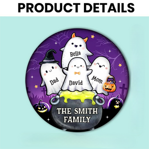 Family Potion Pot Boo - Personalized Halloween Round Wood Sign