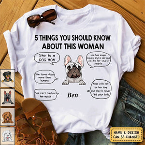 Five Things About This Dog Mom, Personalized Pure Cotton T-Shirt