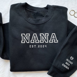 Personalized Mama Grandma and Kids Glitter Heart Sweatshirt