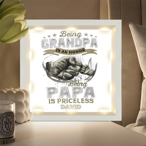 Personalized BEING PAPA Light Shadow Box - Father's Day Gift