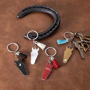 Personalized Horse Facial Marking Silhouette Acrylic Keychain Tassel Equestrians Horse Riding Accessory Gift for Horse Lover