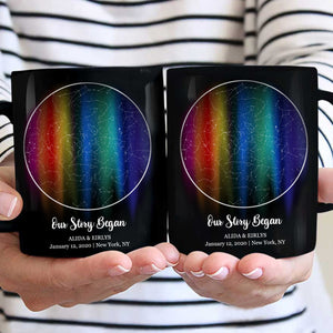 Personalized Star Map LGBTQ Rainbow Couple Mug