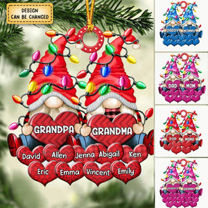 Christmas Light Dwarf Couple Papa Grandma Sweet Heart - Personalized Acrylic Ornament