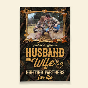 Husband And Wife, Hunting Partners Personalized Couple Canvas Poster