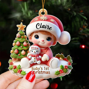 Personalized Precious Moments Baby’s First Christmas Dated 2024 Acrylic Ornament, Lovely Keepsake to Celebrate Baby's First Christmas