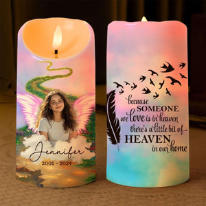 Because Someone We Love Is In Heaven Personalized Memorial Led Candle