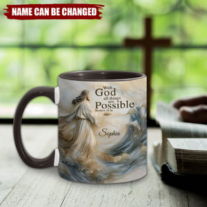 With God All Things Is Posible - Personalized Christian Accent Mug