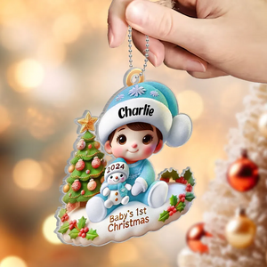 Personalized Precious Moments Baby’s First Christmas Dated 2024 Acrylic Ornament, Lovely Keepsake to Celebrate Baby's First Christmas