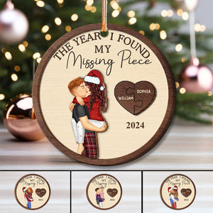 The Year I Found My Missing Piece Kissing Couples - Personalized 2-Layered Wooden Ornament