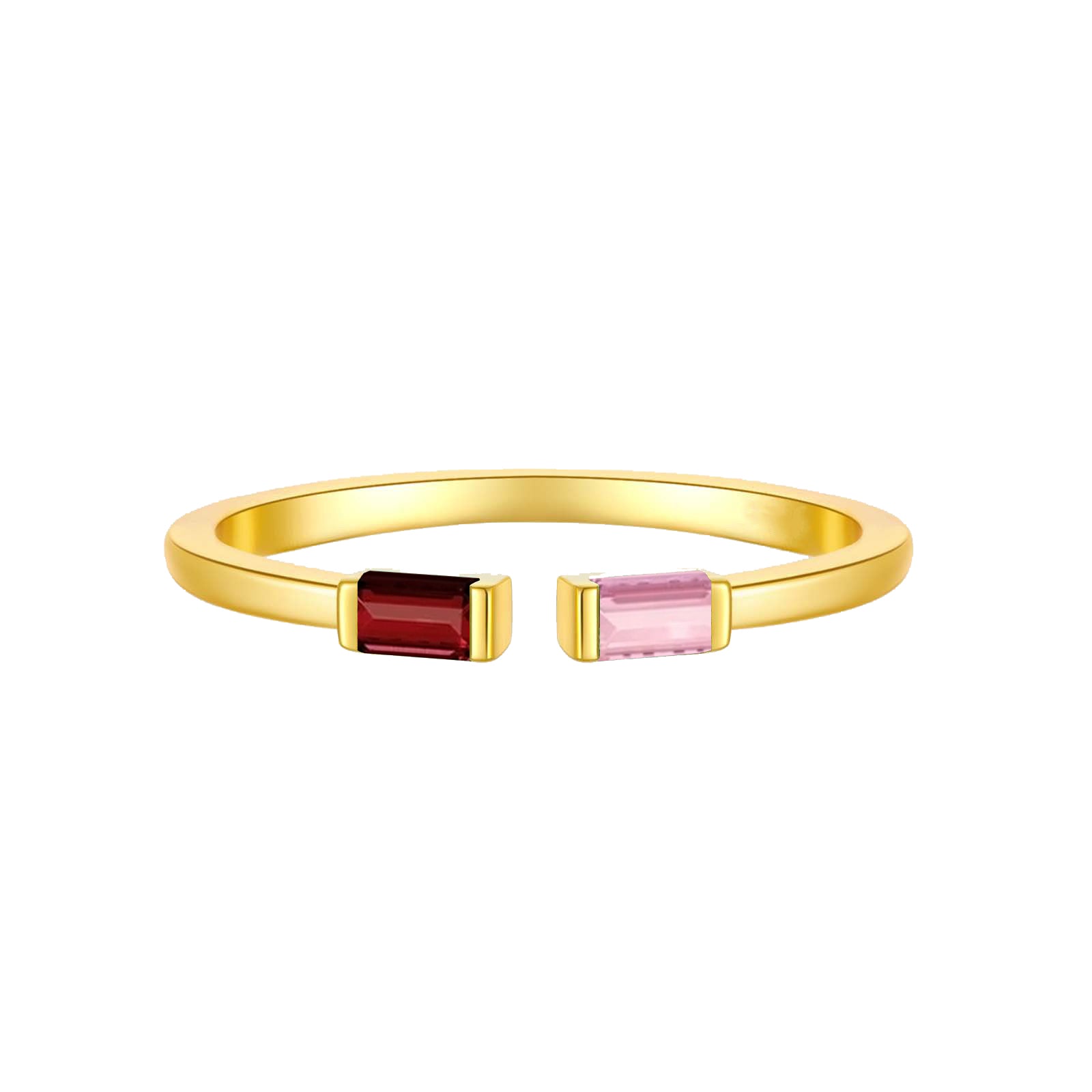 Personalized Duo Baguette Adjustable Birthstone Ring