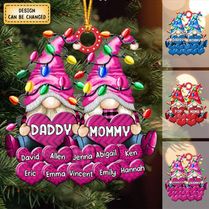 Christmas Light Dwarf Couple Papa Grandma Sweet Heart - Personalized Acrylic Ornament