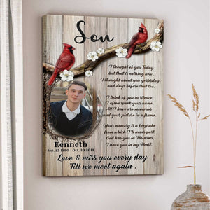 Personalized Cardinal Memorial Photo Canvas Poster,Love And Miss You Every Day