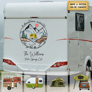 Adventure Awaits - Personalized Decal, Gift For Camping Lovers