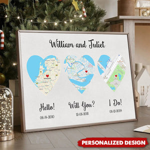 Hello - Will You - I Do - Standard Style - Personalized Map Poster