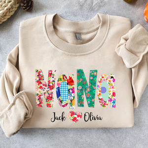 Personalized Flower Grandma With Grandkids Print Sweatshirt