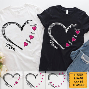 Custom Heart Mimi And Kids Personalized Pure cotton T-shirt