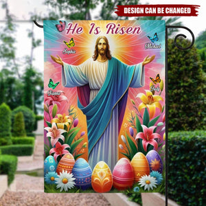 Personalized He Is Risen Resurrection of Jesus Easter Day Flag,God Sympathy Gifts-Loss Family