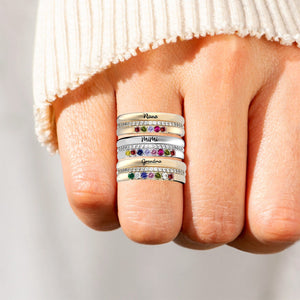 Personalized 1-8 Birthstones Ring For Mamas And Grandmas