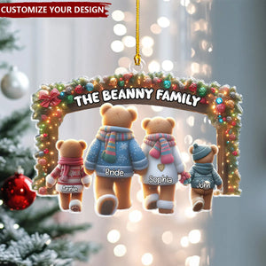 Personalized Gifts Bear Family Walking Hand In Hand Christmas Ornament