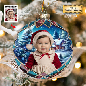 Custom Photo Christmas Good Cheer Is Found With Family Personalized Ornament