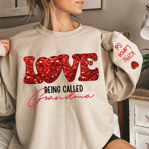 Personalized Love Being Called Grandma Glitter Sweatshirt