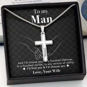 Personalized Cross Necklace, Gift For Him