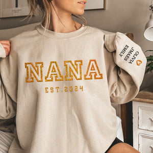 Personalized Mama Grandma and Kids Glitter Heart Sweatshirt