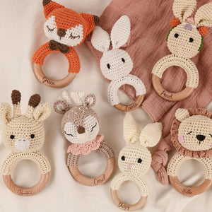 Personalized Baby Rattle Crochet Grasping Toy